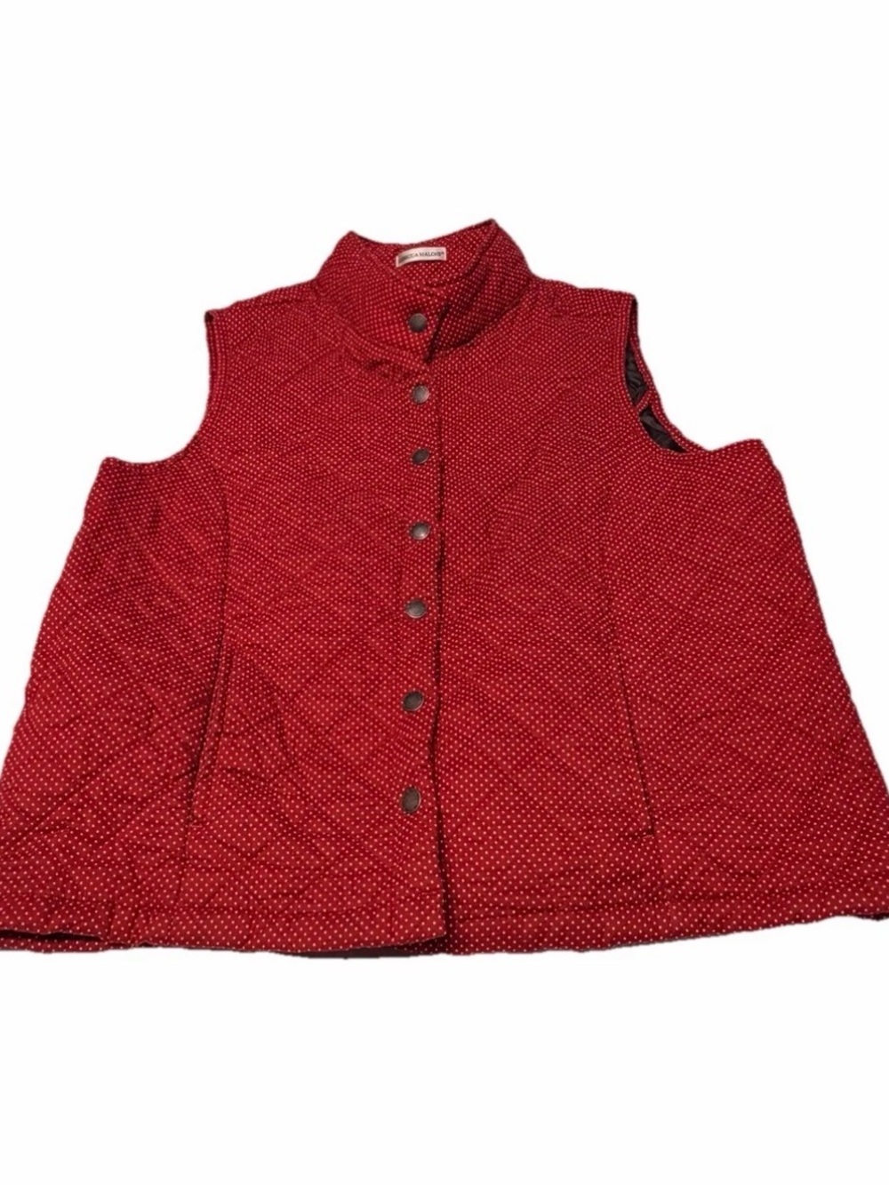 Rebecca Malone Quilted Vest XL Red Polka Dot Snap